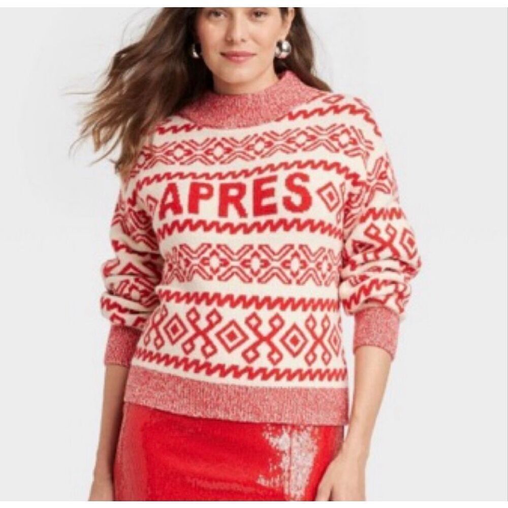 A New Day Apres Ski cozy fairisle sweater size Large